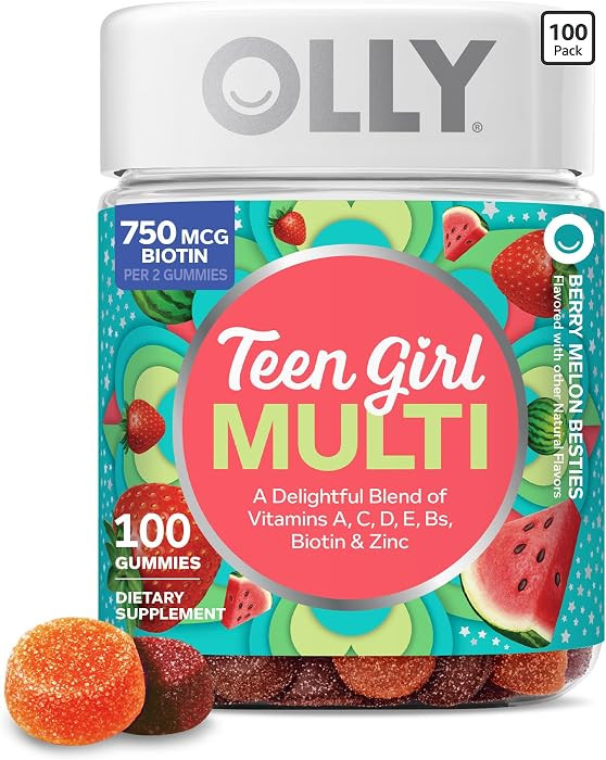OLLY Teen Girl Multi Gummy, Healthy Skin and Immune Support,* Essential Vitamins, Biotin, Zinc, C... | Amazon (US)