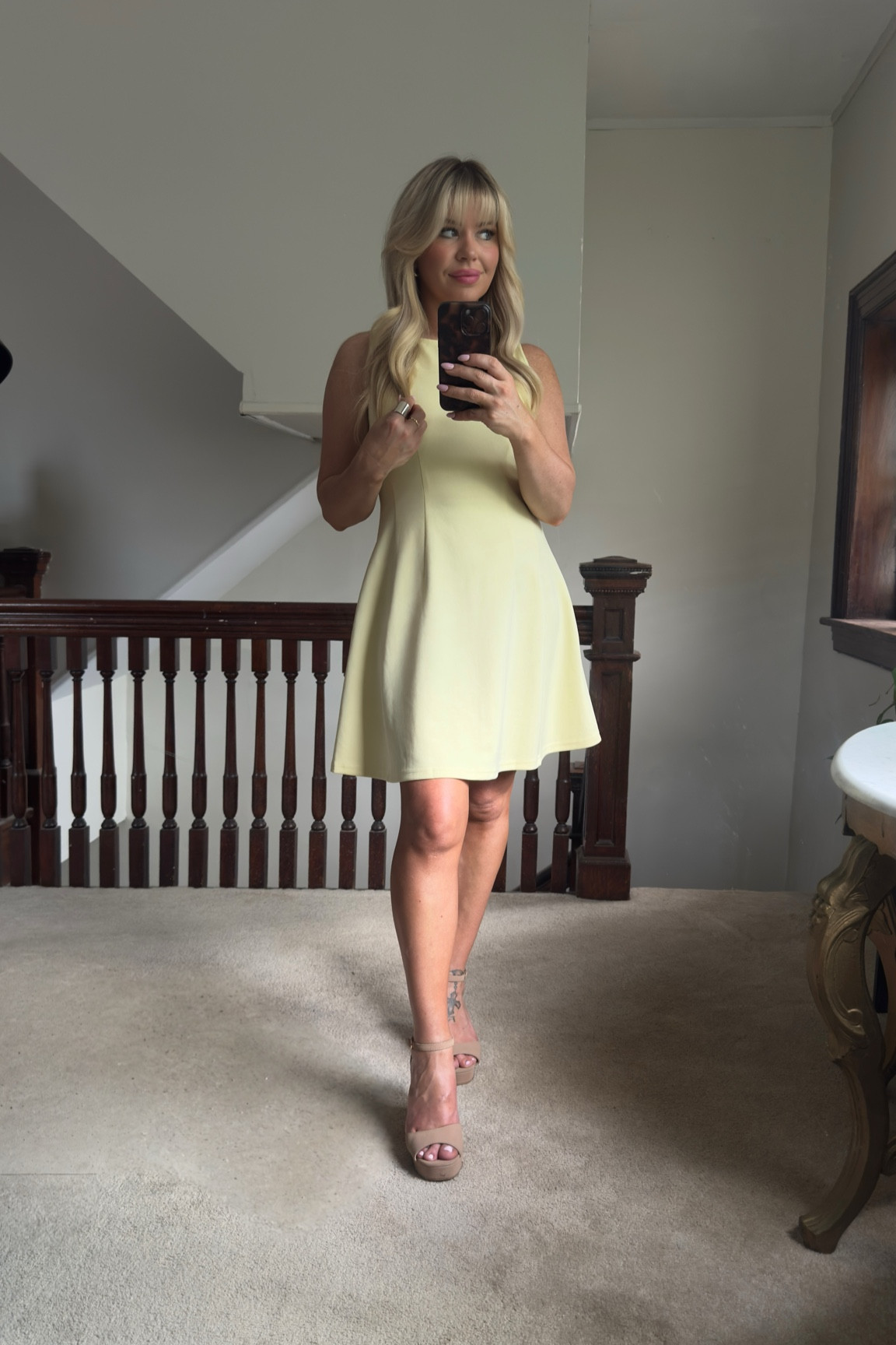 Yellow dress size small perfect for graduations or summer party’s 
Cream block heels size 7 

#LTKWedding #LTKootd #LTKBeauty