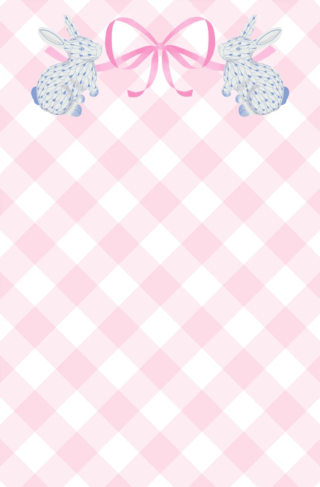 Bunny & Bow Gingham Notepad - READY TO SHIP - Blue Rabbit with Pink Bow | Etsy (US)