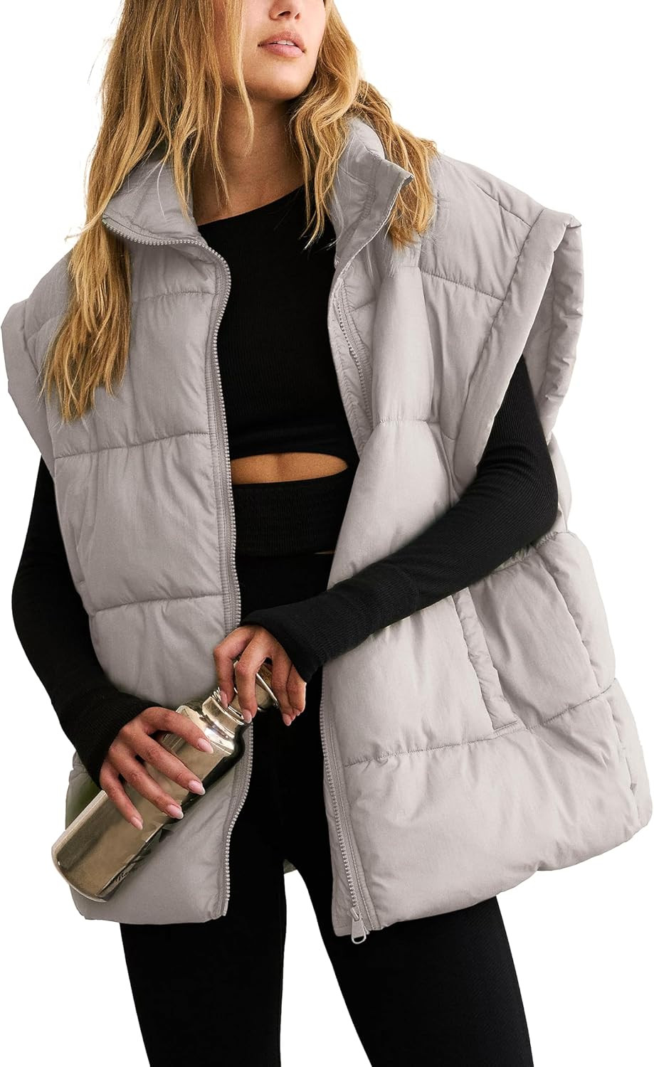 Puffer Vest Women Oversized Sleeveless Quilted Jacket | Amazon (US)