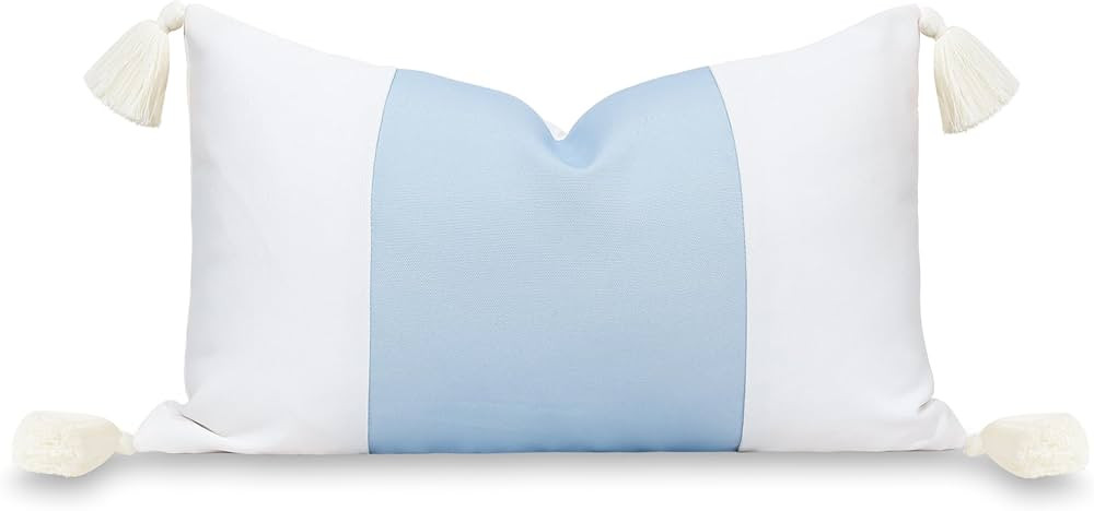 Hofdeco Premium Coastal Patio Indoor Outdoor Lumbar Pillow Cover Only, 12"x20" Water Repellent fo... | Amazon (US)