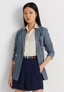 Double Breasted Chambray Blazer | Belk