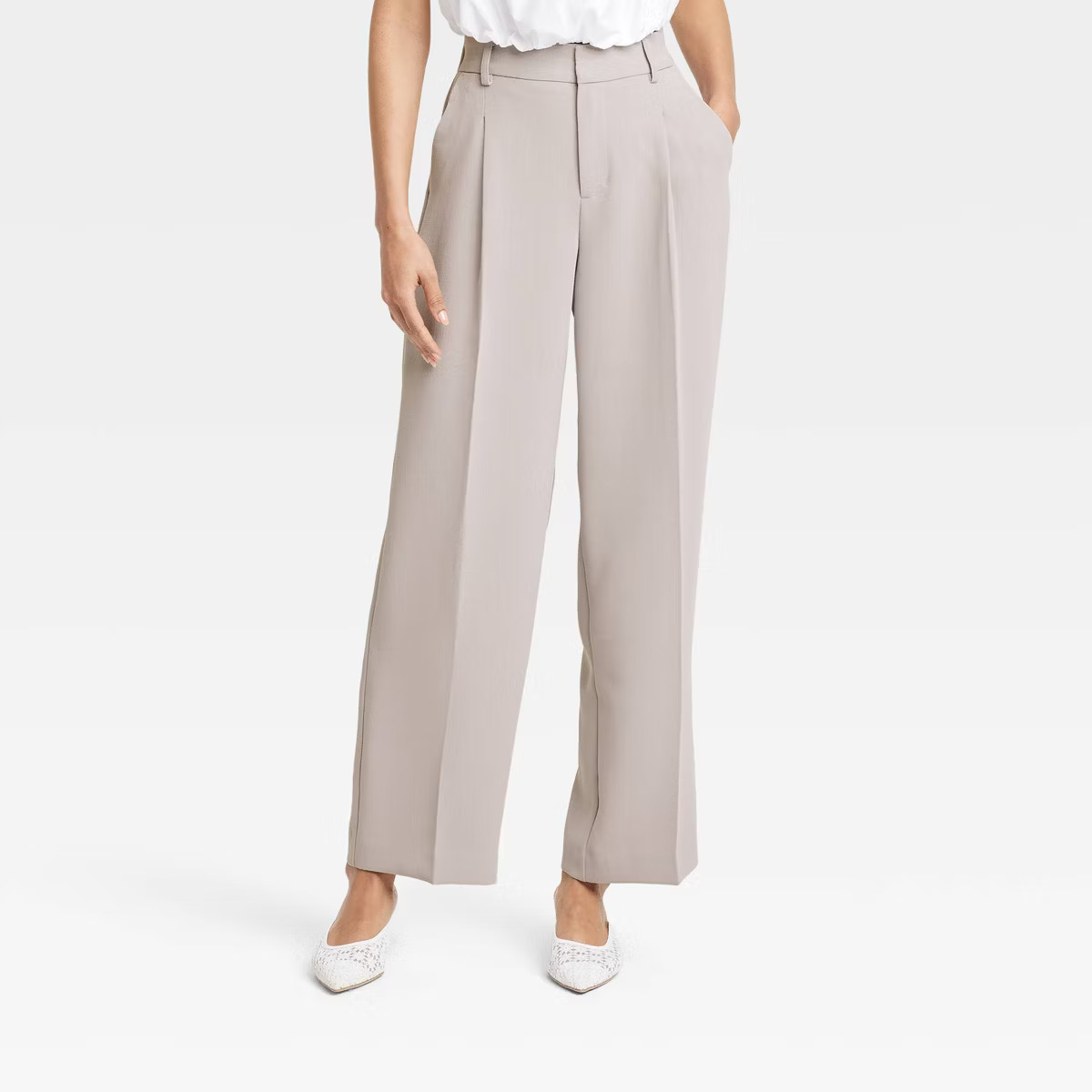 Women's High-Rise Pleated Front Straight Trousers - A New Day™ | Target