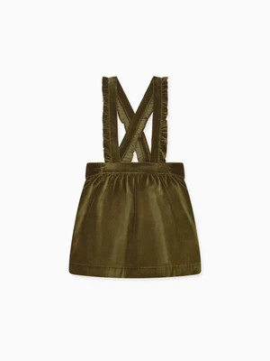 Green Reina Velvet Girl Pinafore Skirt | La Coqueta (US)