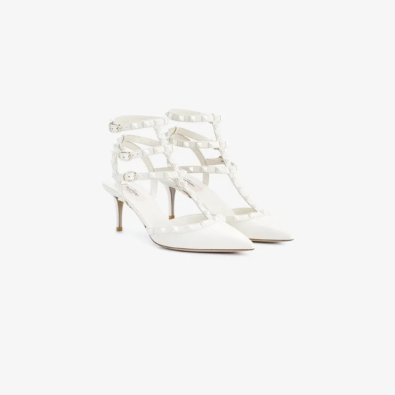 Valentino White Rockstud 70 leather pumps | Browns Fashion
