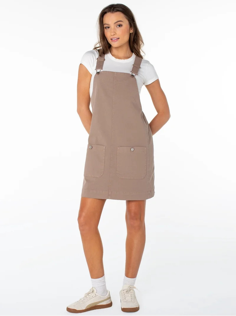 Celebrity Pink Women's and Women's Plus Patch Pocket Pinafore Dress, Sizes XS-4X | Walmart (US)