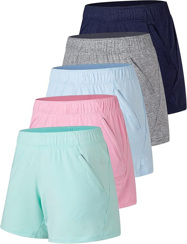 Liberty Imports 5 Pack Women's 5" Quick Dry Yoga Training Shorts with Zipper Pockets | Amazon (US)