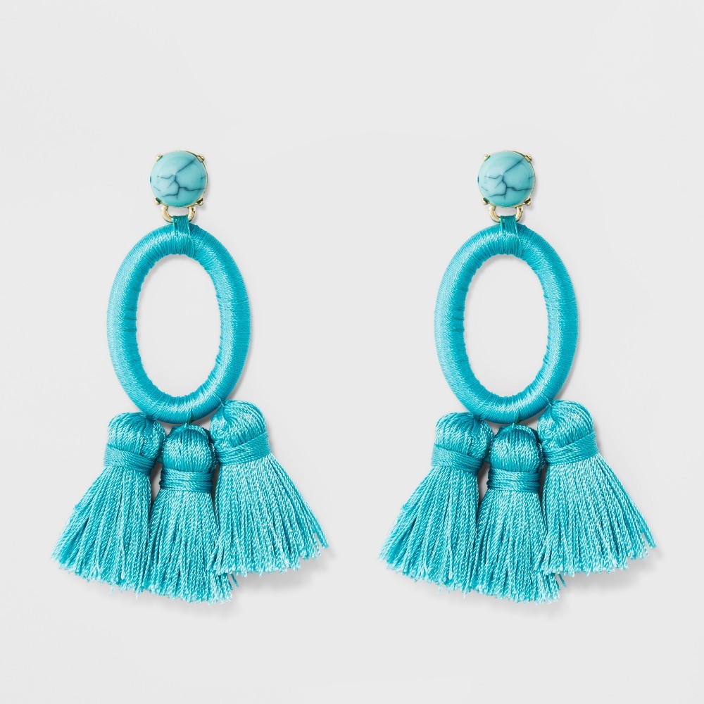 Sugarfix by BaubleBar Hoop with Tassels Earrings - Turquoise, Girl's | Target