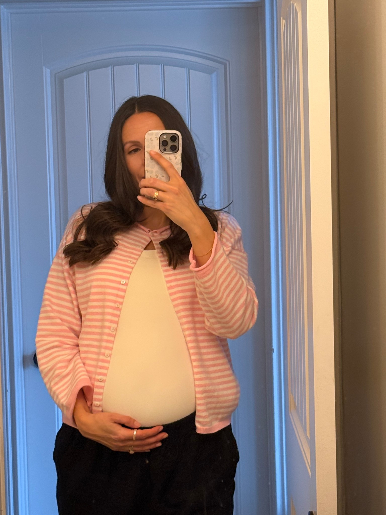 Cardigans are the way to go for third trimester! Cute and fit the bump!

#LTKBump #LTKootd #LTKBaby