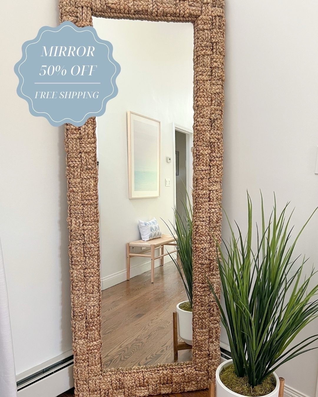 My very large (& substantial!) bedroom floor mirror is included in Wayfair's Labor Day sale. Now over 50% off, with free shipping!

------ 
Coastal home decor, coastal style, primary bedroom decor, coastal bedroom ideas, coastal mirror, woven floor length mirror, full length mirror, neutral home decor, neutral mirror, beach house mirror, beach house bedroom decor, beach home style, coastal decorating, coastal interiors, indoor entryway bench, wood floor mirror, primary bedroom decor, coastal mirrors, woven mirrors, statement mirrors, coastal floor mirror, large floor mirror, floor mirror on sale, wayfair mirror, Water Hyacinth mirror, beach house bedroom, framed mirrors, wall mirror, round mirrors, arched mirrors, entryway mirrors, bathroom mirrors

#LTKHome #LTKSaleAlert