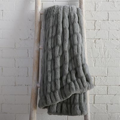 Gathered Faux Fur Throw | Grandin Road