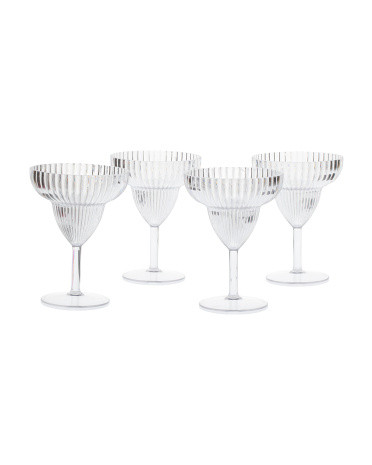 4pk Fluted Acrylic Clear Margarita Glasses | TJ Maxx