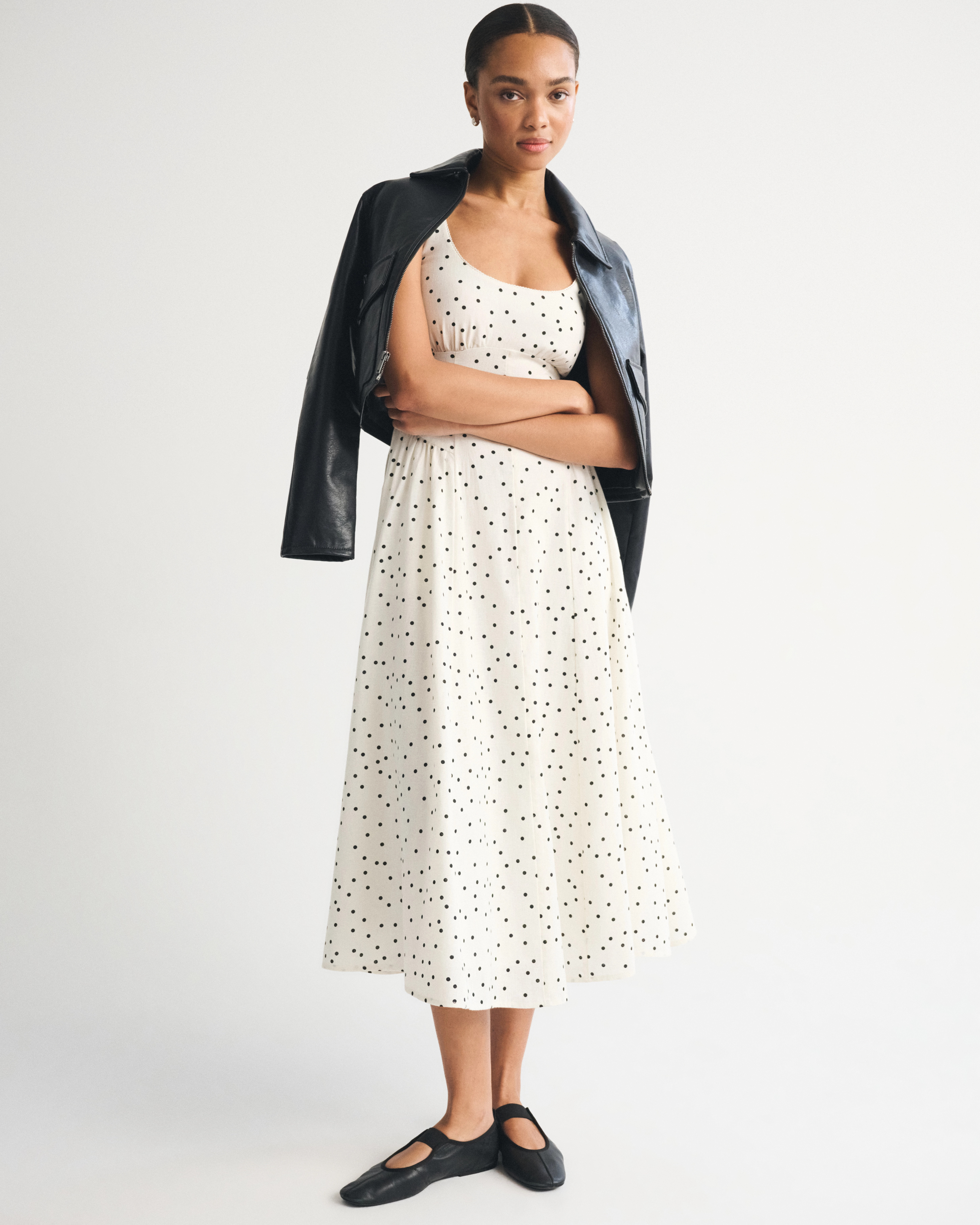 Linen-Blend A&F Bra-Free Dylan Midi Dress | Abercrombie & Fitch (US)