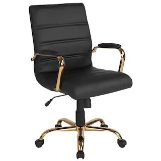 This item: Black Leather/Gold Frame Office/Desk Chair | The Home Depot