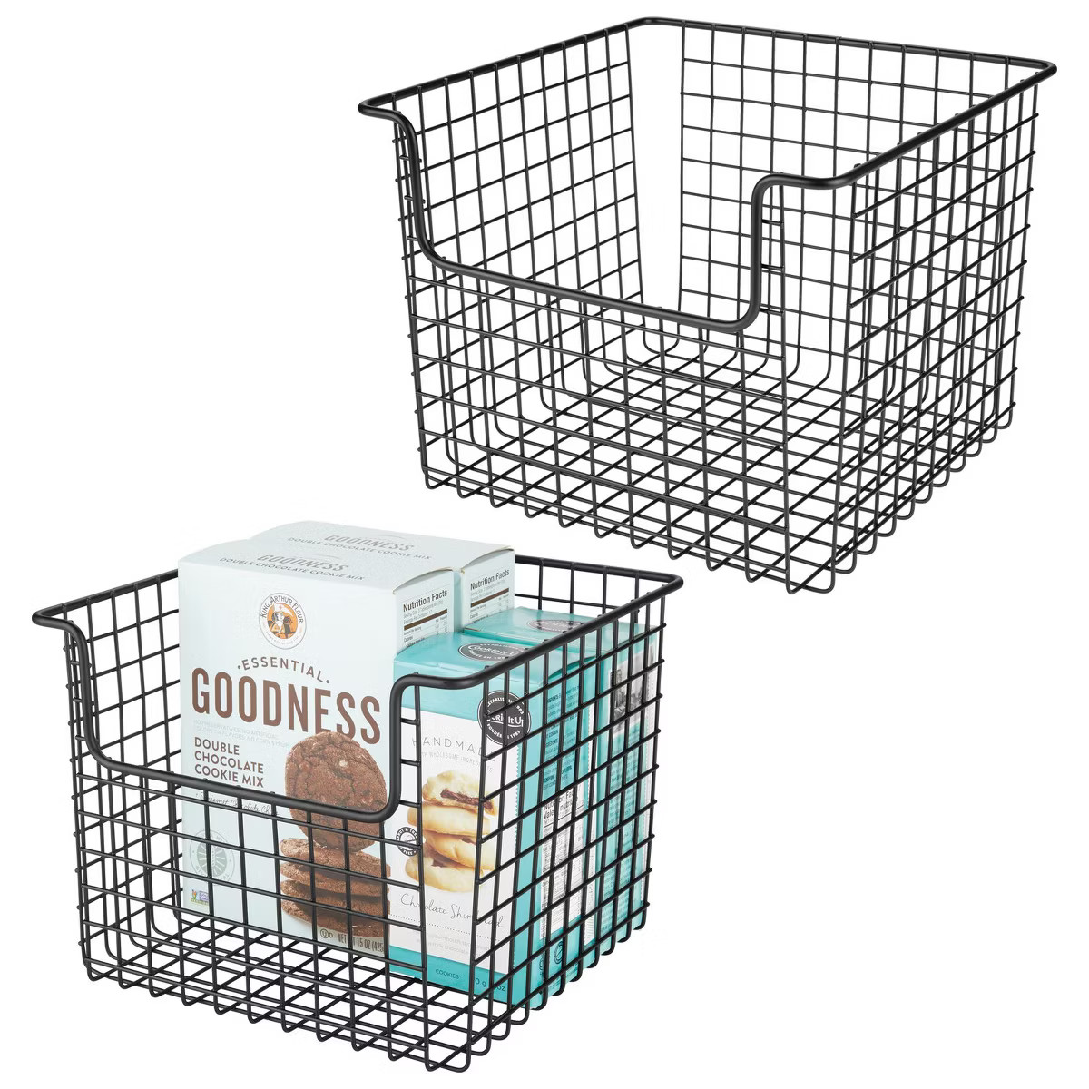 mDesign Metal Wire Food Organizer Basket - Open Dip Front, 2 Pack, Matte Black | Target