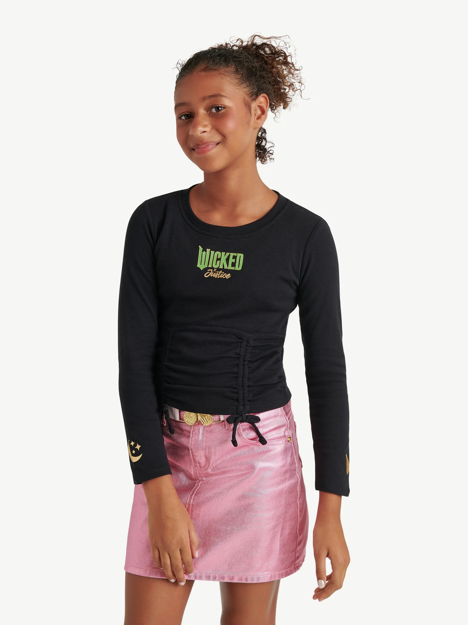 Justice Girls Wicked Long Sleeve Fashion Tee, Sizes XS-XLP | Walmart (US)