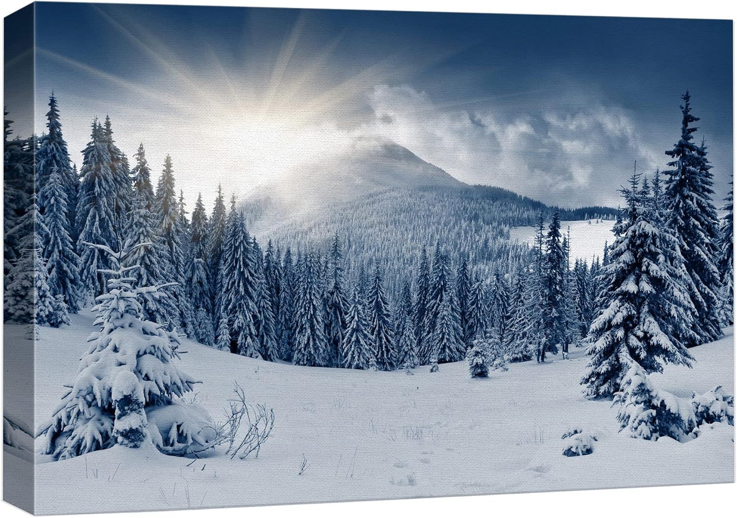 wall26 Canvas Print Wall Art Sunlight Over Winter Mountain Forest Landscape Nature Wilderness Pho... | Amazon (US)