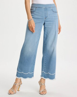 Women's Scallop Pull-On Wide-Leg Crop Jeans in Blue Jay Indigo | Chico's | Chico's