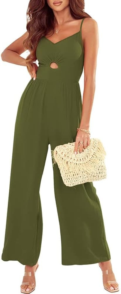 Dokotoo Women's Loose Sleeveless Jumpsuits Adjustable Spaghetti Strap Long Pant Romper Jumpsuit w... | Amazon (US)