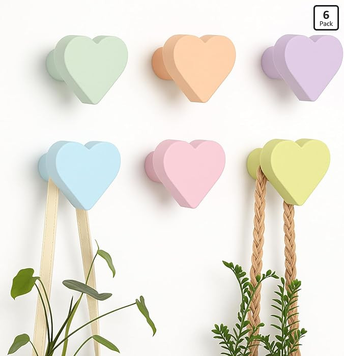6 Pcs Cute Kids Coat Wall Mount Hooks Wooden Adhesive Decorative Rainbow Wall Mounted Hangers Bac... | Amazon (US)