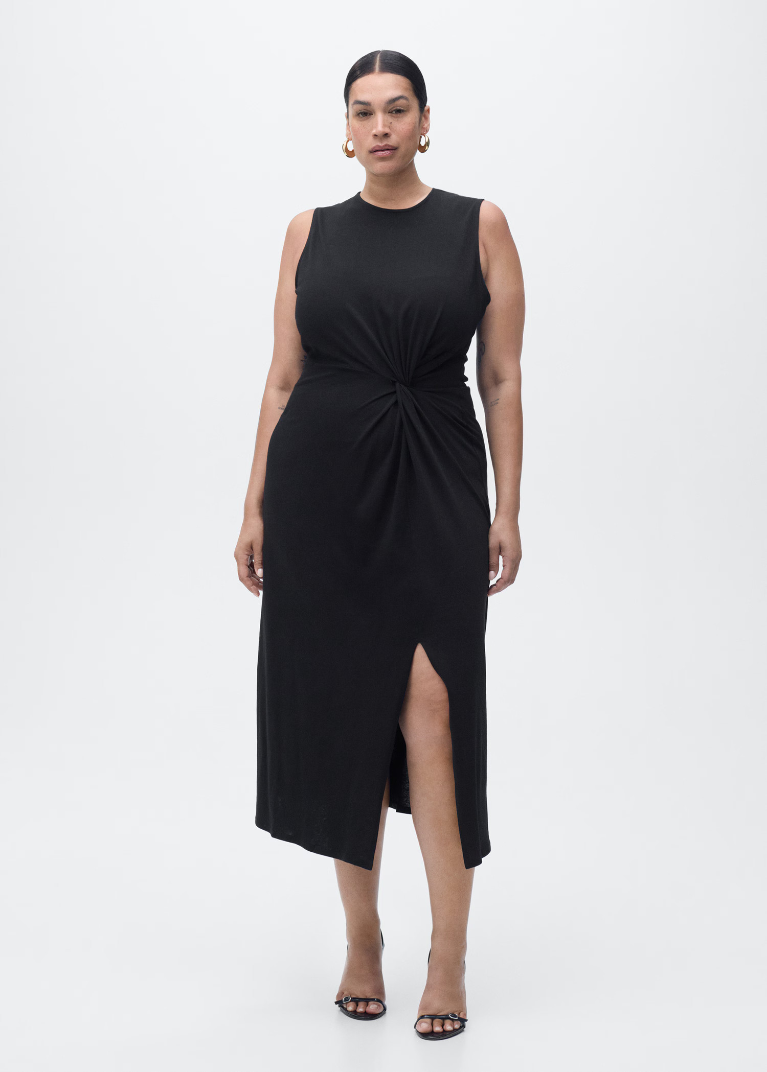 Gathered cotton midi-dress - Women | MANGO USA | Mango (US/MX/AU)