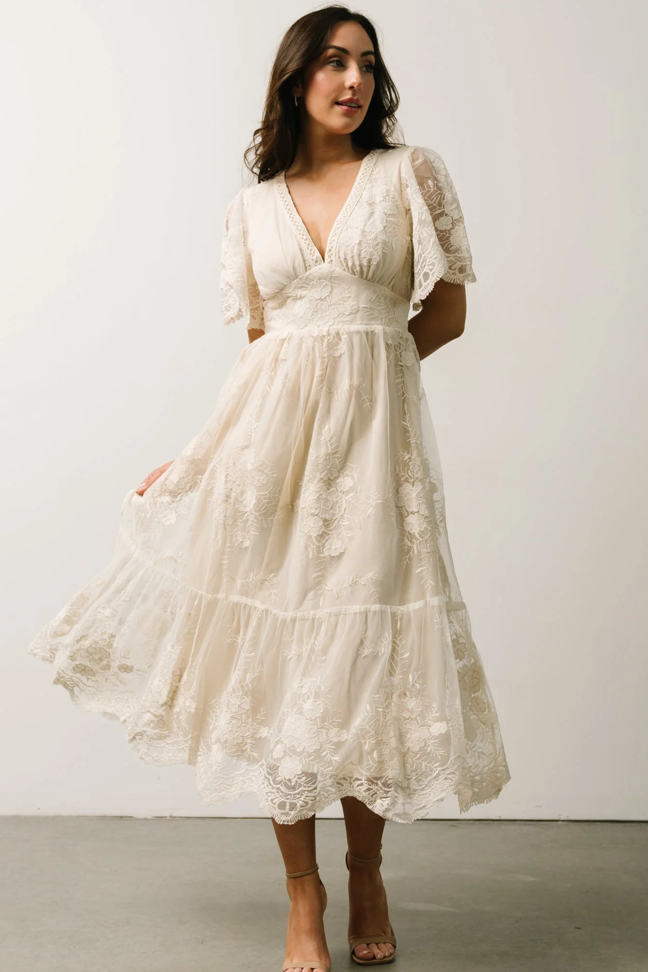 Clarisa Lace Midi Dress | Vintage Cream | Baltic Born