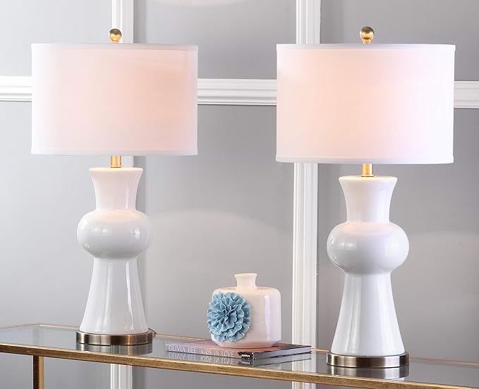 Safavieh Lighting Collection Lola Column White Ceramic 30-inch Bedroom Living Room Home Office De... | Amazon (US)