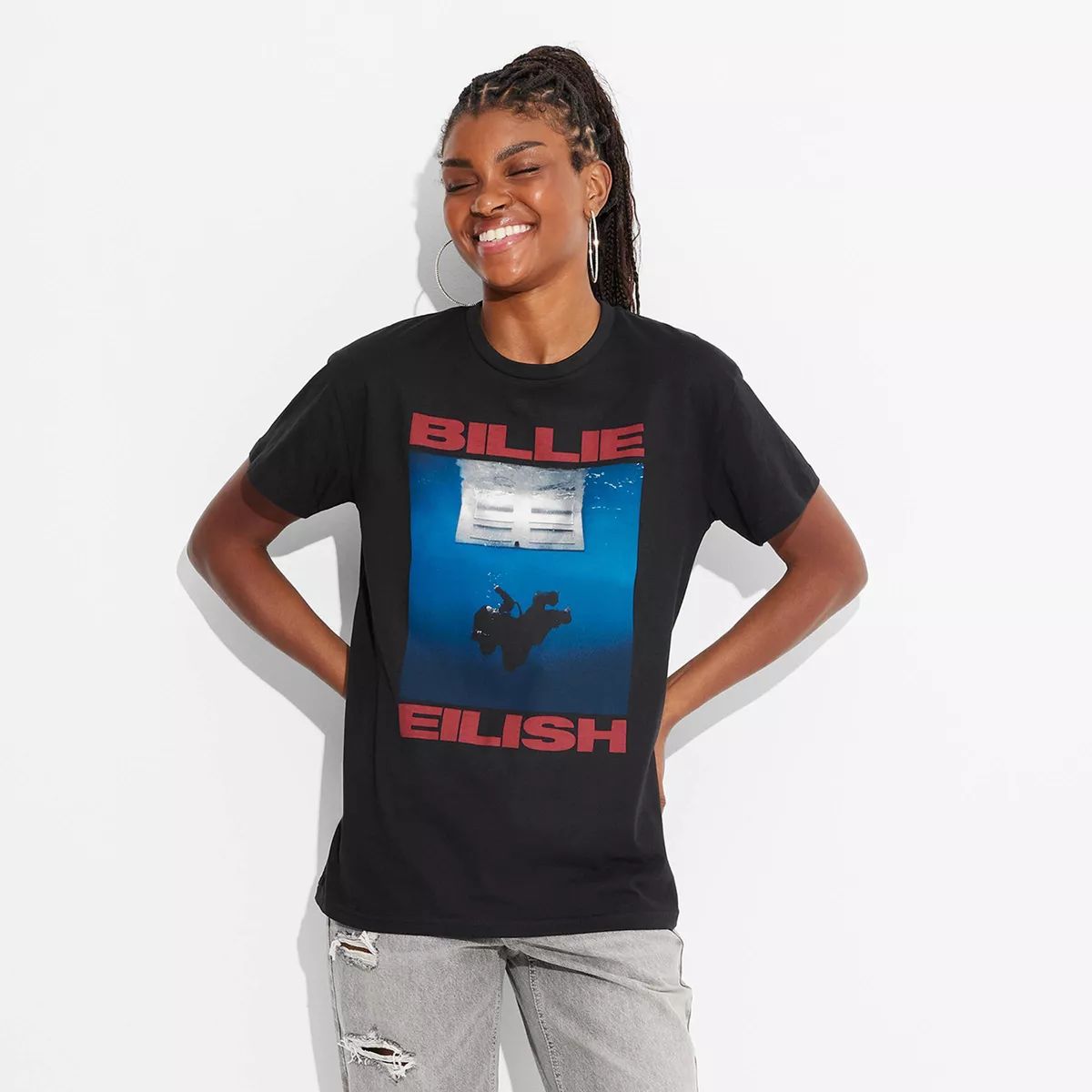 Women's Billie Eilish Album Cover Short Sleeve Graphic Boyfriend T-Shirt - Black | Target