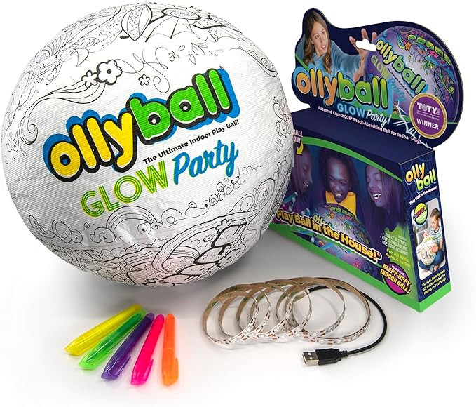 Ollyball New Glow Party! Glow in The Dark Inflatable Ball with LED Blacklight Strip and Five Glow... | Amazon (US)