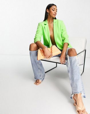 River Island blazer & pants set in bright green | ASOS (Global)