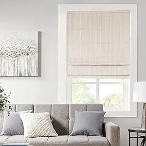 Madison Park Galen Cordless Roman Shades - Fabric Privacy Single Panel Darkening, Energy Efficien... | Amazon (US)
