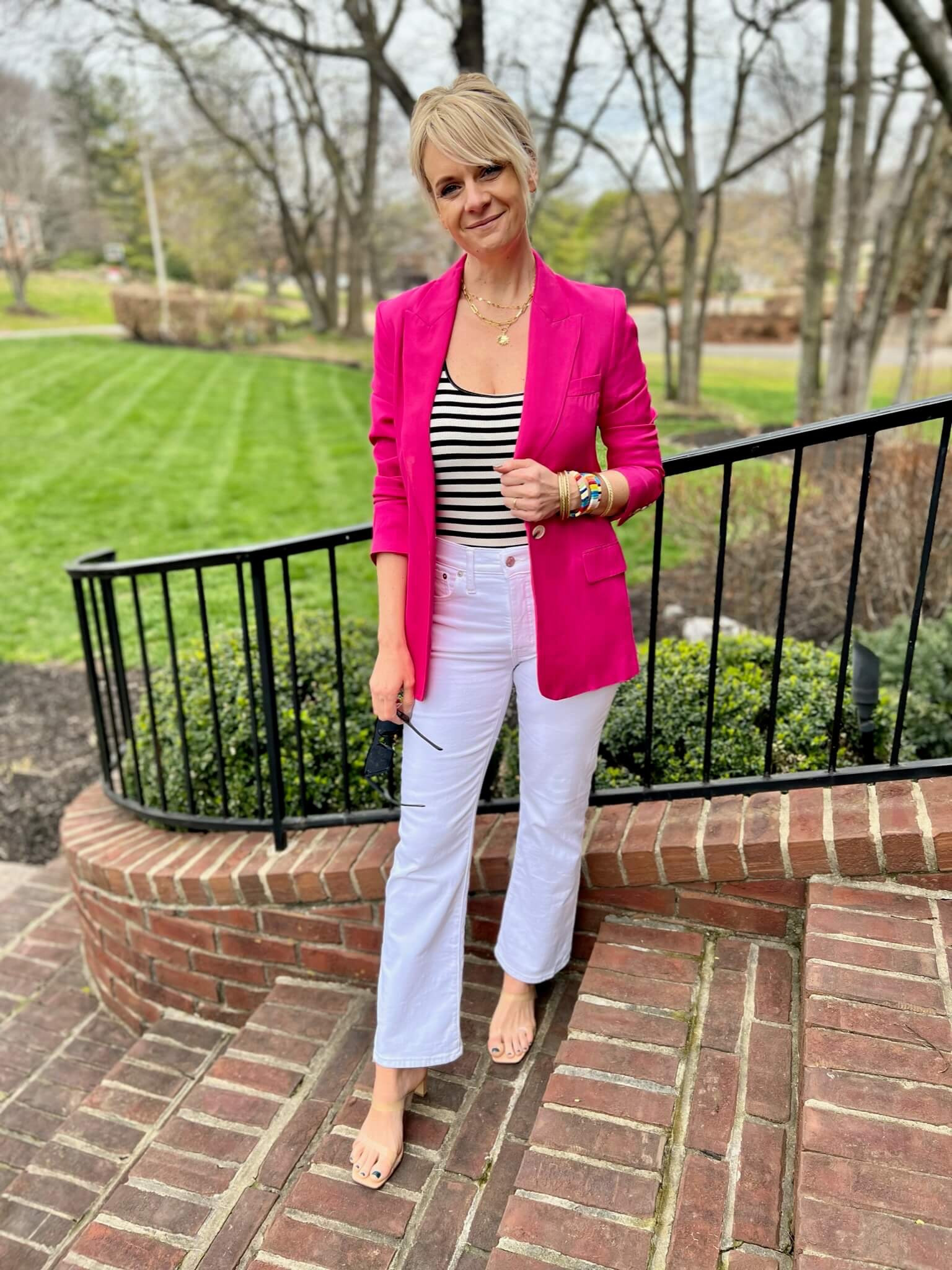 How to colorblock pink and white 💗🤍💗🤍

#LTKSeasonal #LTKstyletip #LTKworkwear