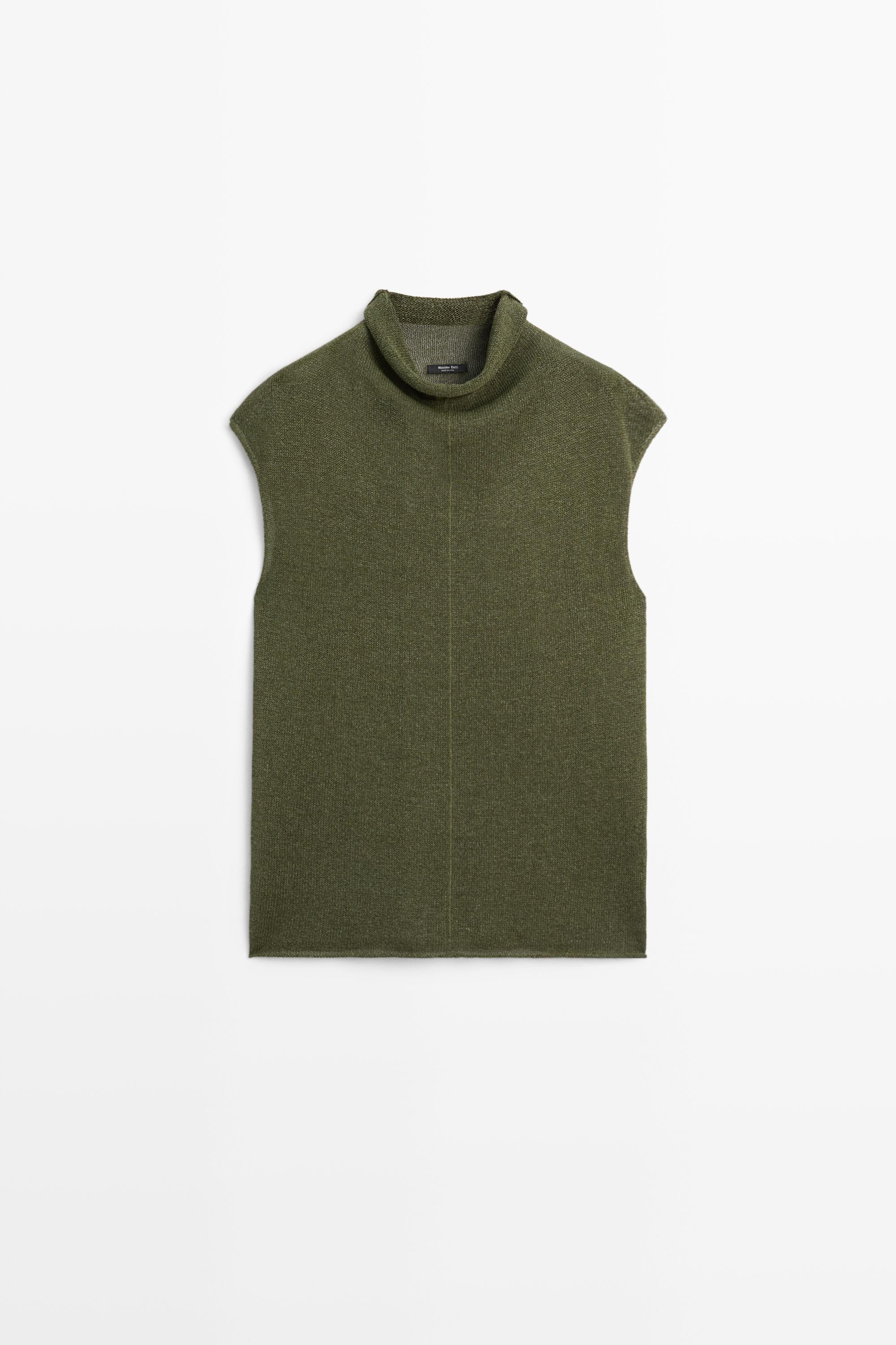 Draped high neck knit top | Massimo Dutti US