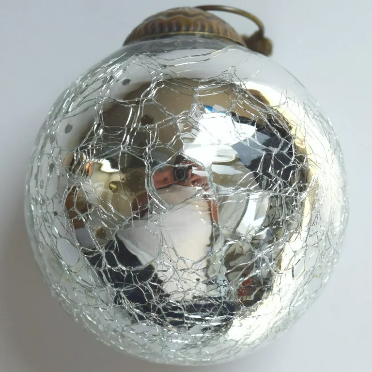 Set of 4 Silver Mercury Glass Ornaments (3.15 Inch Vintage Crackle Ball) - Perfect for Christmas ... | Walmart (US)
