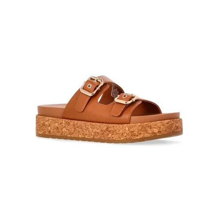 Madden NYC Women's Faux Leather Buckle Slide Sandals | Walmart (US)