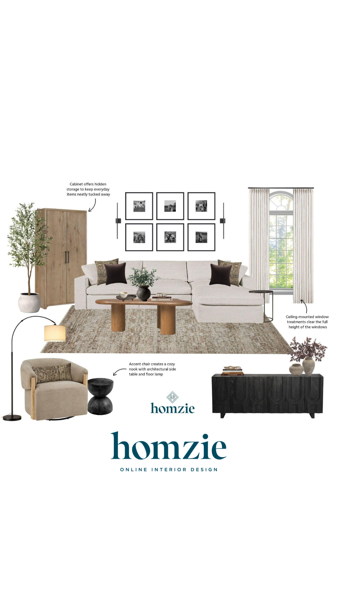 Neutral contemporary living room design featuring accent pillows, curtains, lighting, accent chairs, floor tree, side table, decor, etc.

#LTKHome #LTKFinds #LTKFavorites #HomeStyleDaily 

 #LTKHome