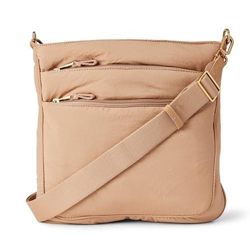 Amazon Essentials Women's Slim Nylon Crossbody Bag, Taupe, One Size | Amazon (US)