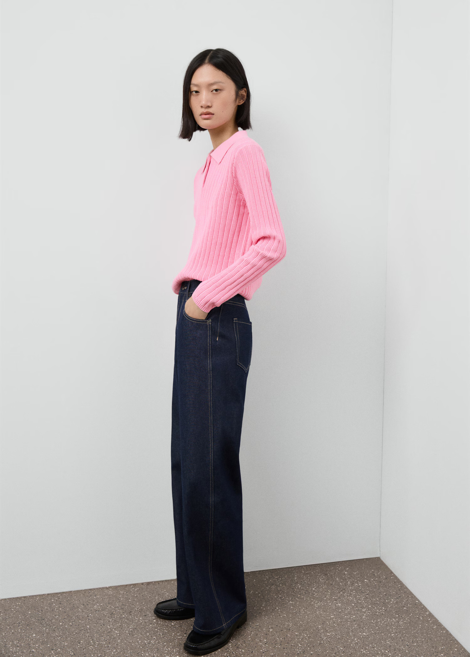 Polo-neck ribbed sweater | Mango (US/MX/AU)