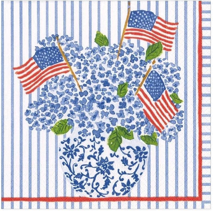 Caspari Flags and Hydrangeas Paper Luncheon Napkins, Two Packs of 20 | Amazon (US)