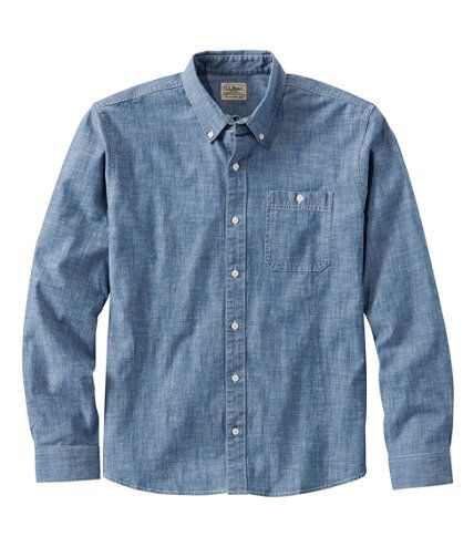 Men's Comfort Stretch Chambray Shirt, Traditional Untucked Fit, Long-Sleeve | L.L. Bean