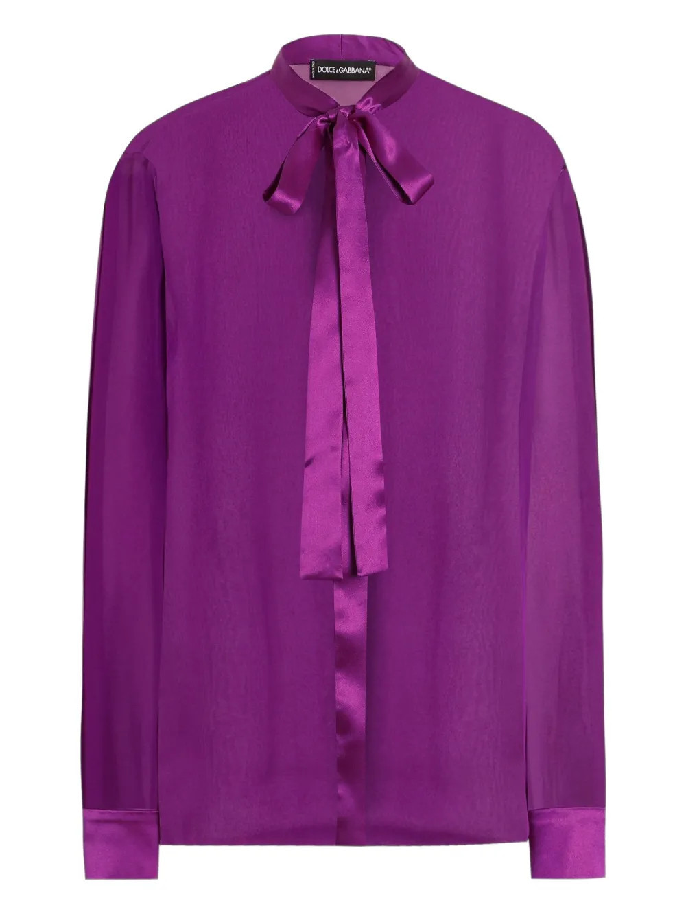 Dolce & Gabbana DNA satin tie-neck shirt - Purple | Farfetch Global