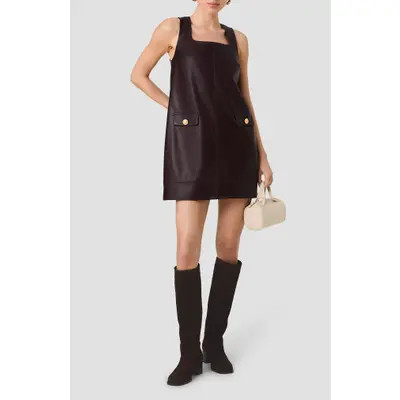 French Connection Madeline Faux Leather Sleeveless Shift Dress in Cocoa Brown at Nordstrom, Size 12 | Nordstrom