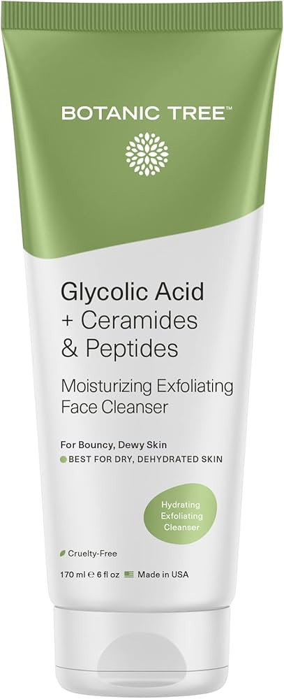 Botanic Tree Hydrating Exfoliating Cleanser with Glycolic Acid, Ceramides & Peptides, Gently exfo... | Amazon (US)