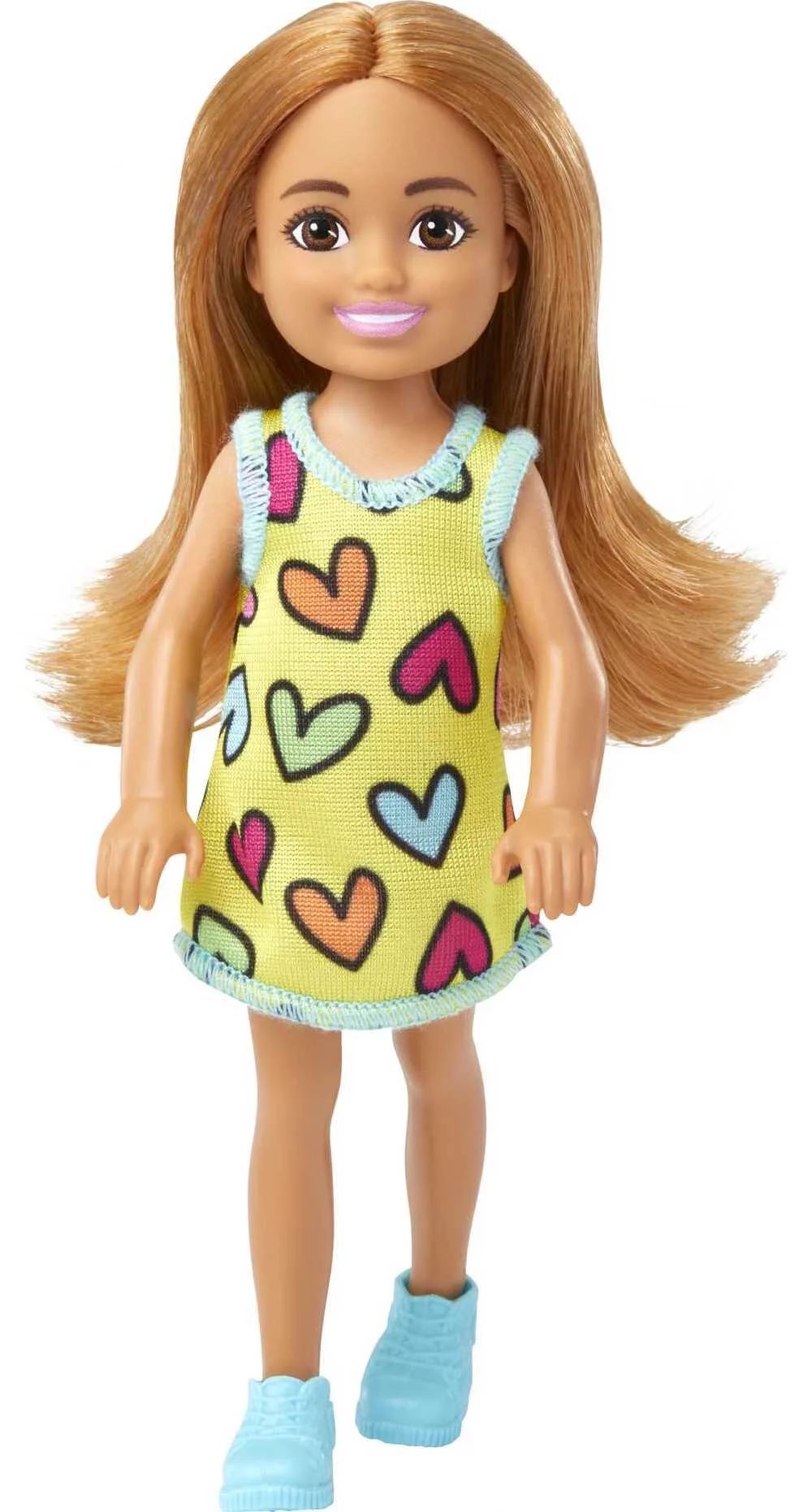 Barbie Chelsea Doll, Small Doll Wearing Removable Heart-Print Dress with Brunette Hair & Brown Ey... | Walmart (US)