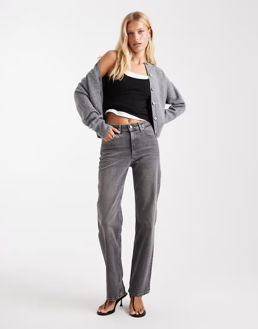 ASOS DESIGN comfort stretch straight leg jeans in gray | ASOS (Global)