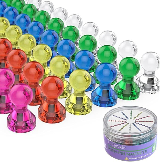 Push Pin Magnets, Fridge Magnets, Tiergrade 60 Pack 7 Assorted Color Strong Magnets, Use at Home ... | Amazon (US)