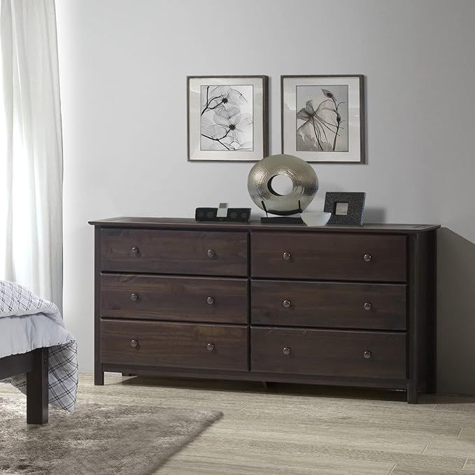 Grain Wood Furniture Shaker 6-Drawer Dresser, Expresso | Amazon (US)