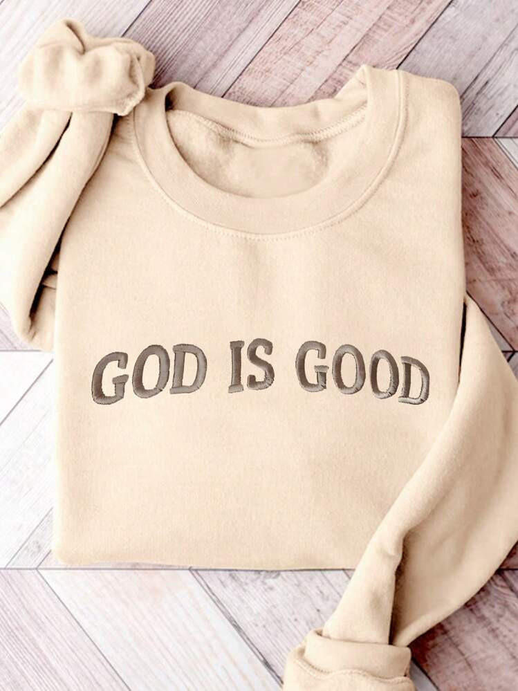 SHEIN EZwear Women's Casual Letter Embroidered Fleece Sweatshirt, Autumn & Winter | SHEIN