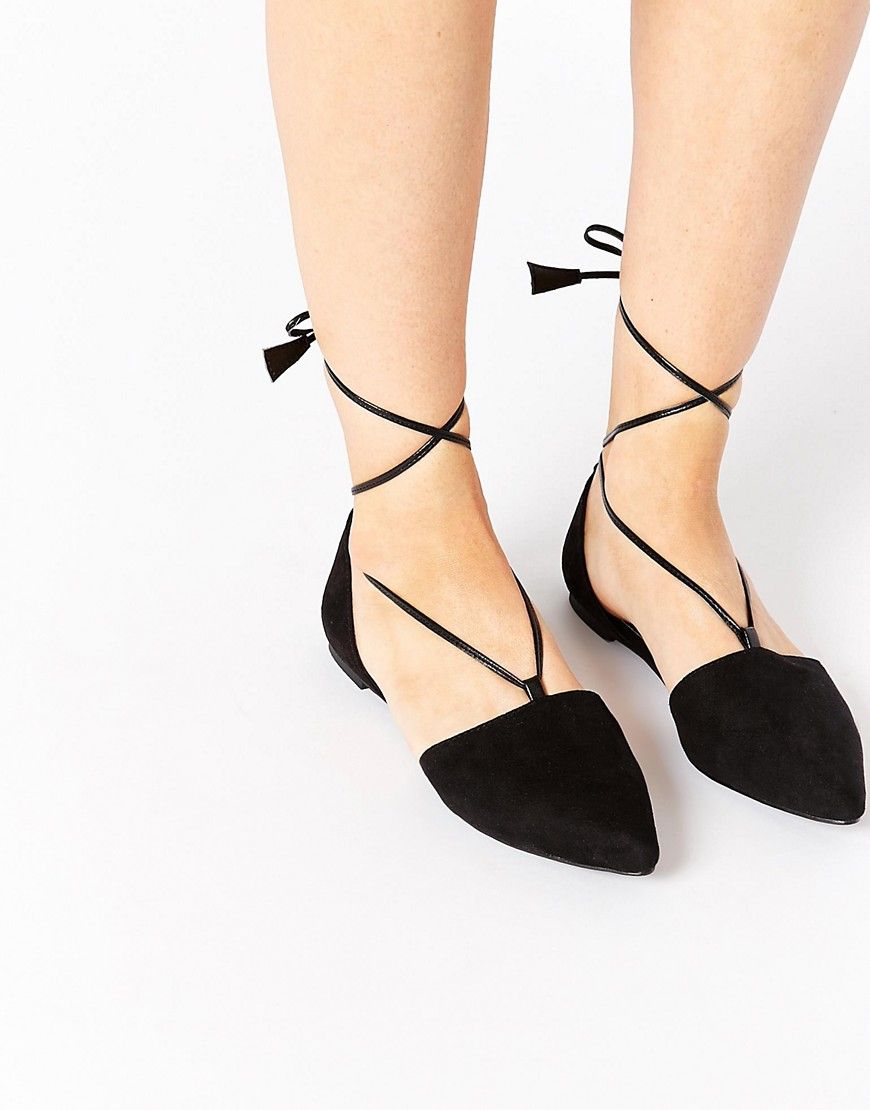 ASOS LIFT OFF Pointed Lace Up Ballet Flats | ASOS UK