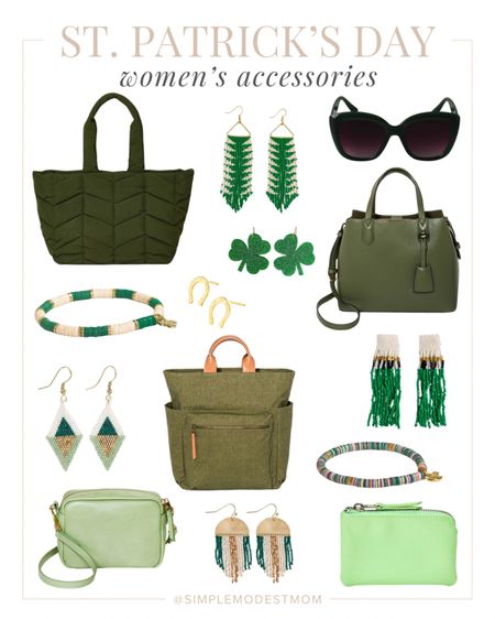 women’s accessories for st. patrick’s day - jewelry, earrings, bracelets, sunglasses, purses, handbags

#LTKstyletip #LTKparties #LTKSeasonal